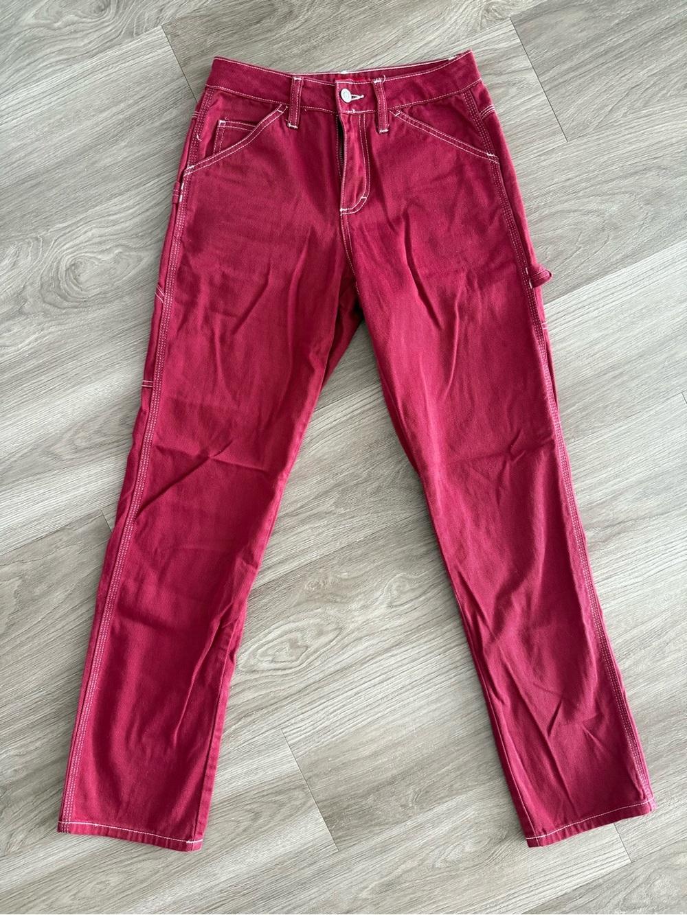 Dickies Women's Deep Red Straight-Leg Jeans